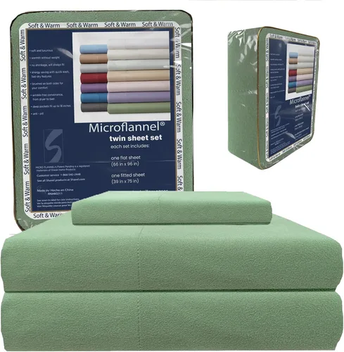 Miniatura 16 de Thermee Micro Flannel Juego de sábanas tamaño individual XL, lavar y secar a máquina, sin pelusas, con bolsillo profundo y fundas de almohada