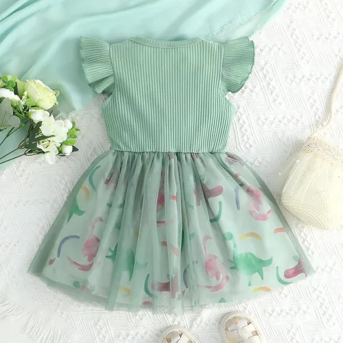 Miniatura 3 de Vestido de manga larga para bebé y niña, vestido casual de princesa floral, falda tutú acanalada para niños