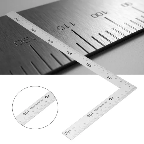 Miniatura 3 de Oumefar Cuadrado de marco en forma de L, 2 unidades, acero inoxidable cuadrado de carpintero de 90 grados, regla cuadrada de ángulo recto, regla