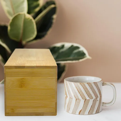 Miniatura 6 de Caja Organizadora de Té de Bambú Libre de Químicos Ecológica Grande, Alta, Compartimentos Ajustables Cofre de Almacenamiento de Madera Natural