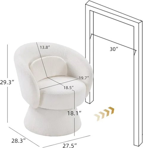 Miniatura 2 de IOMOR Silla giratoria de tocador con diseño de barril, silla moderna de mediados de siglo para sala de estar, dormitorio, espacios pequeños, silla