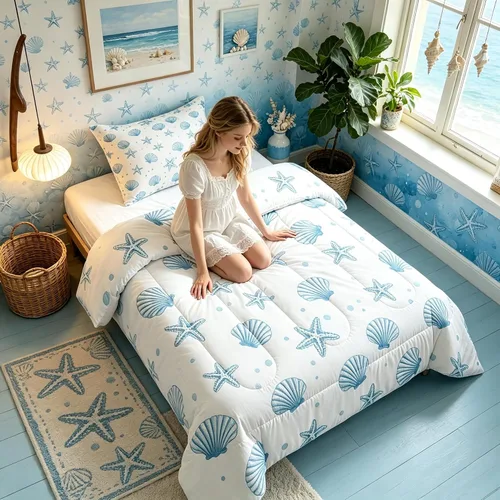 Miniatura 68 de Manfei Go Fishing Juego de edredón tamaño King para niños, juego de ropa de cama con diseño geométrico de peces de bass y rombos, decoración