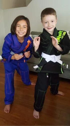 Miniatura 6 de Jiu Jitsu brasileño, para niños, Jiu Jitsu Gi Children BJJ Gi Grappling Kimonos, cinturón blanco ligero, Blanco