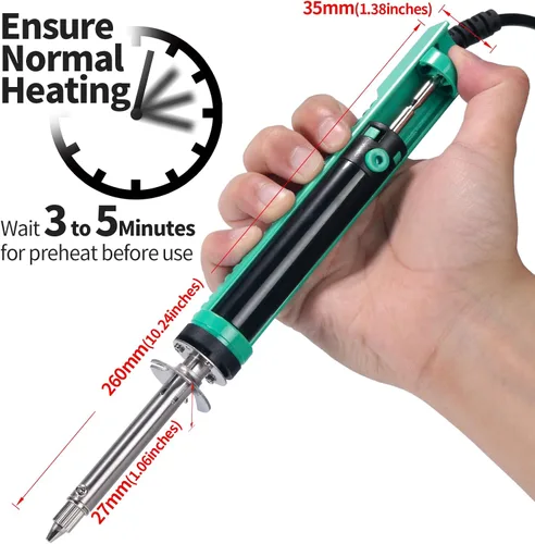 Miniatura 3 de YIHUA 929D-V Bomba desoldadora eléctrica de soldadura de soldadura con mango de carga más corto y boquillas de desoldadura de 0.039 in 0.047 in
