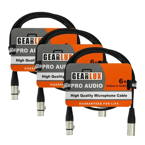 Miniatura 35 de Gearlux – Cable de micrófono XLR, completamente balanceado, macho a hembra, 25 pies - Paquete de 3