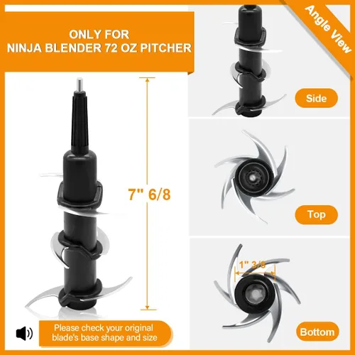 Miniatura 2 de Cuchilla de Repuesto de 6 Hojas para Licuadora Compatible con Jarra Ninja de 72 oz, Repuesto de 6 Cuchillas Apiladas para la Licuadora Profesional