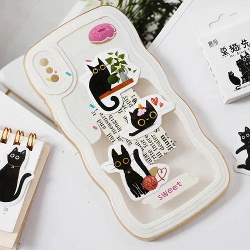 Miniatura 5 de 46 piezas de lindas calcomanías de gato para álbumes de recortes, diario, botella de agua, niños, computadora portátil, planificadores, collage