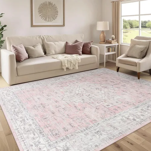 Miniatura 16 de LIVEBOX Alfombra lavable de 5 x 7 pies, para sala de estar, dormitorio, antideslizante, estilo bohemio, para interiores, para comedor, oficina