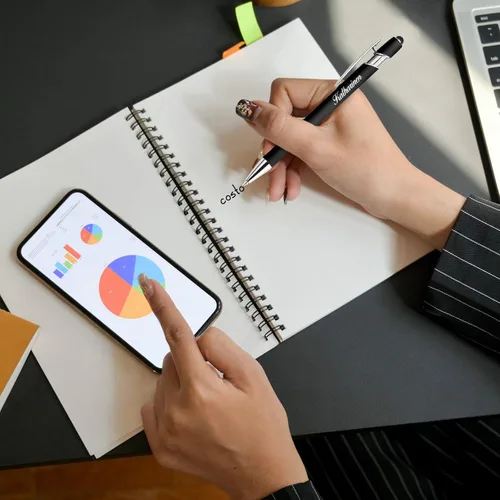Miniatura 5 de Amlion Bolígrafos personalizados a granel, bolígrafos personalizados con lápiz capacitivo con nombre, mensaje y logotipo grabado, regalo