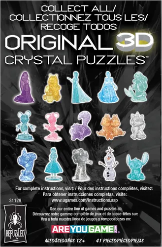 Miniatura 8 de BePuzzled Rompecabezas de cristal 3D original de Disney Belle, a partir de 12 años