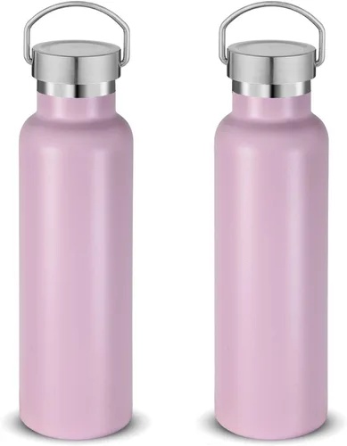 Miniatura 26 de Neihepal Paquete de 4 botellas de agua aisladas de 20 onzas, botella deportiva de doble pared de acero inoxidable con tapa de asa, termo Bubble gum