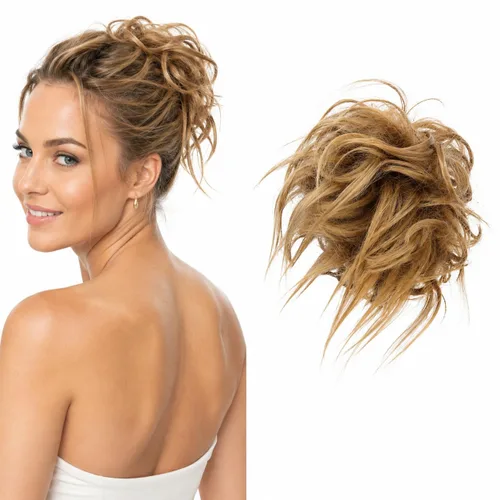 Miniatura 35 de CAISHA Prettyshop - Banda elástica XXL tipo postizo de cabello voluminoso ondulado, ideal para peinados recogidos de novias o rodetes desaliñados