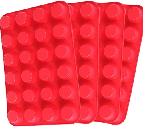 Miniatura 8 de Qtopun Mini molde de silicona para magdalenas, 4 unidades de 24 tazas de molde de silicona para hornear, moldes de silicona para magdalenas