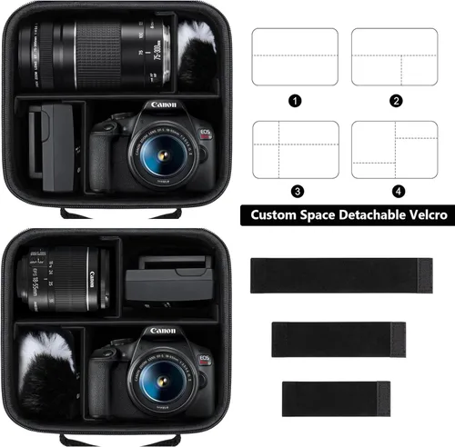 Miniatura 3 de Funda rígida de transporte para Canon EOS Rebel T7 / T8i / T5 / R50 / R100 / T6 / R8 / R10 / R5 Mark II / R7 / R5 / T100 DSLR cámara, lente, trípode