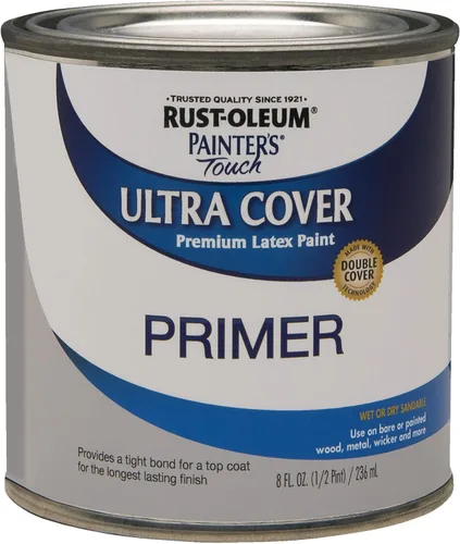 Miniatura 51 de Rust-Oleum Brush On Paint 224430T Painter's Touch - Pintura de látex, cuarto de galón, imprimación blanca plana acrílica, 32 onzas líquidas