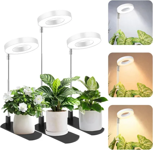 Miniatura 15 de LBW Luz de cultivo para plantas de interior, luz de cultivo de plantas de halo de espectro completo con base, lámpara de cultivo de plantas