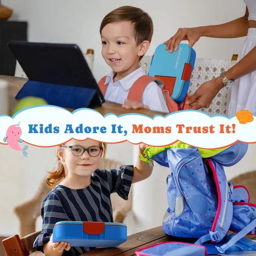 Miniatura 7 de QQKO Lonchera Bento para niños, lonchera para adultos, contenedores para niños y niñas con 5 compartimentos, contenedor de comida con utensilios