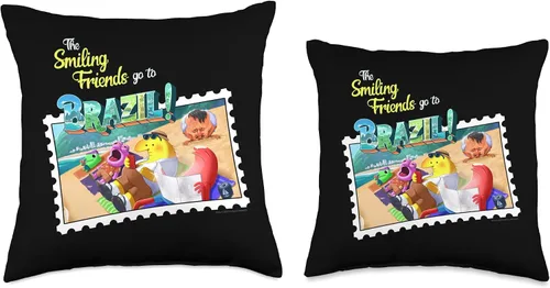 Miniatura 3 de Adult Swim The Smiling Friends Go to Brazil - Almohada de 16 x 16 pulgadas, multicolor