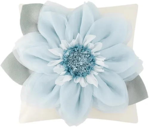 JWH Funda de cojín decorativa con diseño de flores 3D, color azul claro, estéreo, hecha a mano, para automóvil, cama, sofá, silla, hogar, 18 x 18