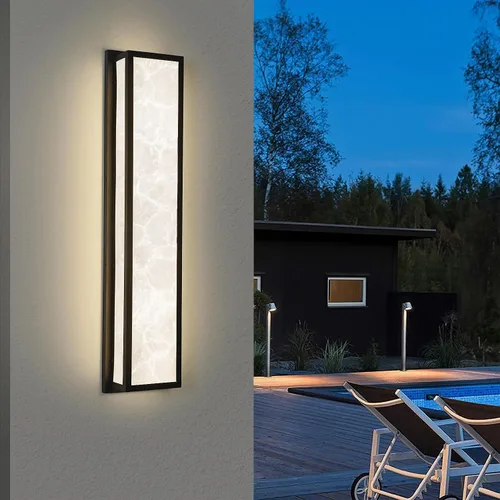 Miniatura 8 de Aplique de pared para exteriores, LED de 26 W, 24.8 pulgadas, lámpara exterior moderna negra con pantalla de resina, iluminación impermeable IP65