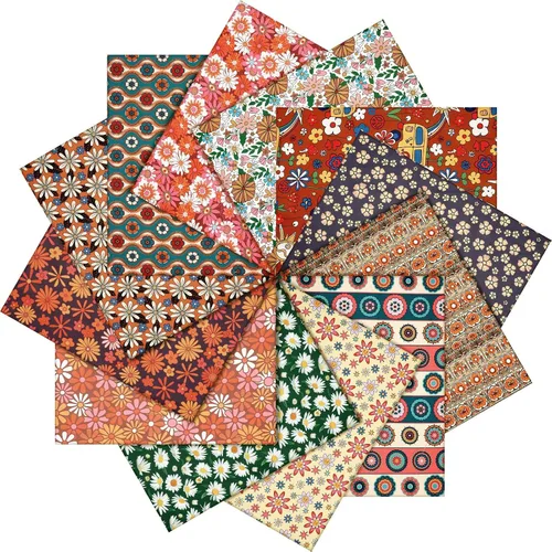 Newwiee 12 piezas de tela vintage retro floral de 18 x 22 pulgadas, patrón de flores, paquetes de parches de material para costura, manualidades y