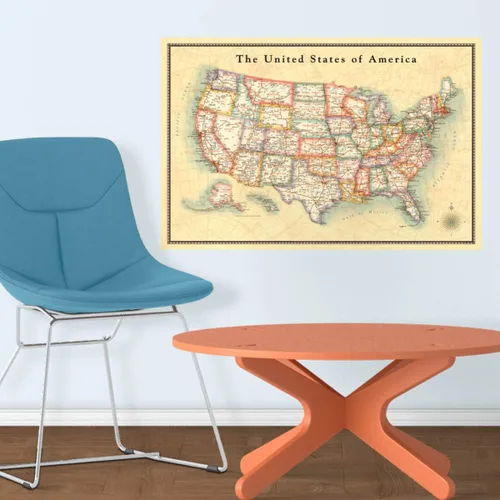 Miniatura 2 de Calcomanía de pared grande a todo color con mapa de EE