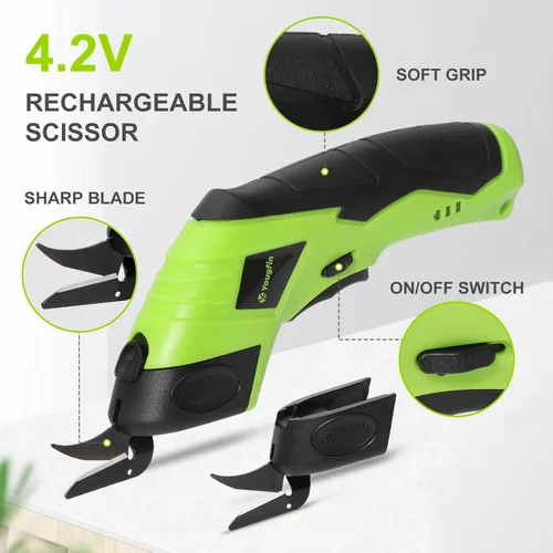 Miniatura 6 de Tijeras Eléctricas para Tela, Cortador de Caja Eléctrico para Cartón 4.2V Tijera Eléctrica Recargable para Cortar Tela, Tijeras Inalámbricas