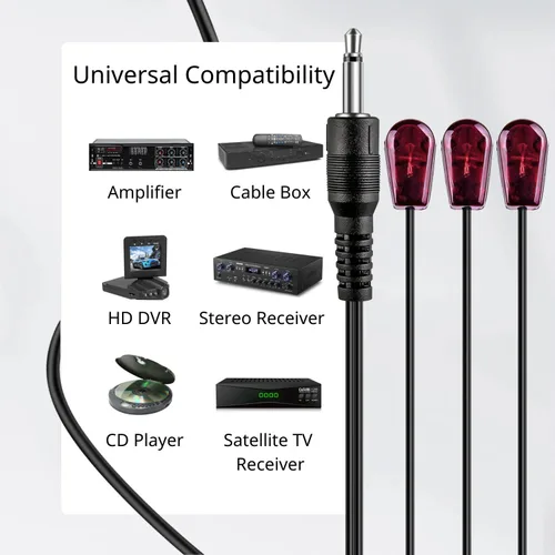 Miniatura 5 de TNP - Cable emisor de infrarrojos IR de 10 pies - Cable infrarrojo de 0.138 in Jack de triple cabeza para sistema repetidor IR Xbox One Receptor AV