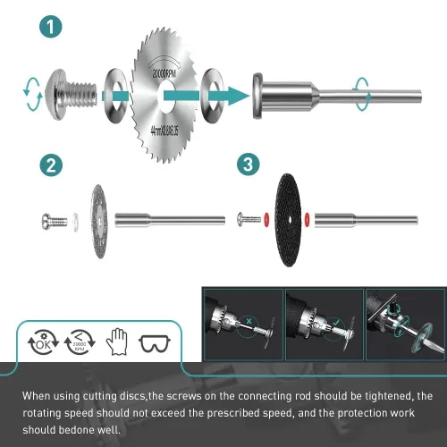 Miniatura 6 de Discos de corte compatibles con Dremel 32 piezas, hojas de sierra circular HSS, 6 unidades, discos de corte de resina, 10 unidades de rueda de corte