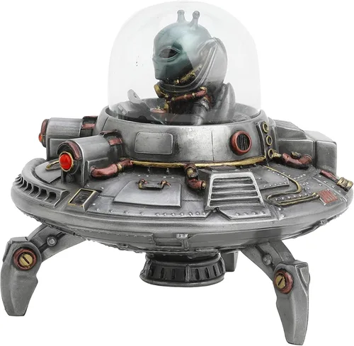 Miniatura 3 de Veronese Design 5 1/8 pulgadas de alto platillo volador OVNI Área de visitantes alienígenas 51 regalo escultura de resina decoración del hogar