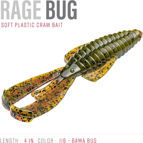Miniatura 2 de Strike King Rage Bug Señuelo de Pesca, Grúber de Plástico Suave, Diseño Único, Acción Sutil