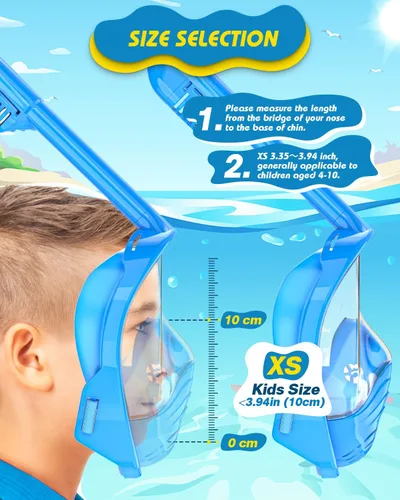 Miniatura 3 de QingSong Máscara de esnórquel para niños de cara completa, juego de esnórquel con soporte para cámara, plegable, vista panorámica de 180 grados