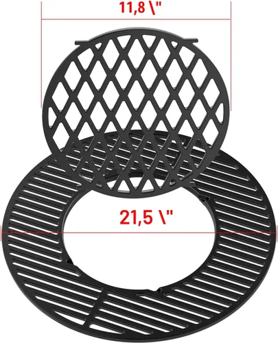 Miniatura 2 de onlyfire Rejilla de hierro fundido Rejilla de repuesto Gourmet BBQ System para Weber 22inch Kettle Charcoal Grills