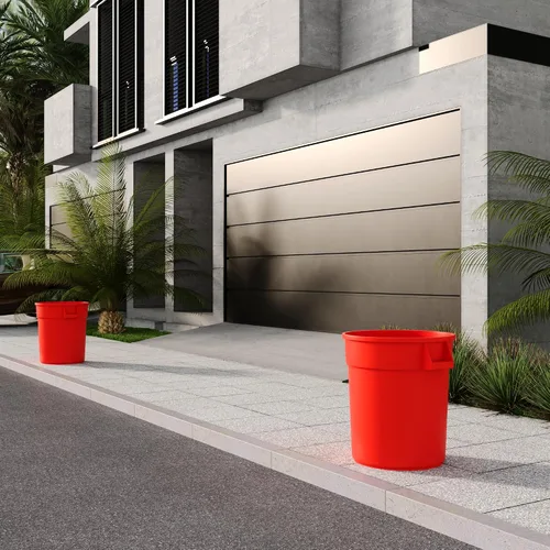 Miniatura 5 de Bote de basura comercial redondo. Contenedor de basura para el hogar, aceras, junto a la carretera, lata multiusos para exteriores