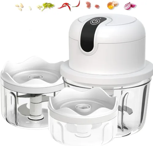 Miniatura 10 de Picadora de ajo eléctrica de 350 ml, picadora portátil de verduras, trituradora de ajo y aplastador de cebolla, licuadora para verduras, procesador