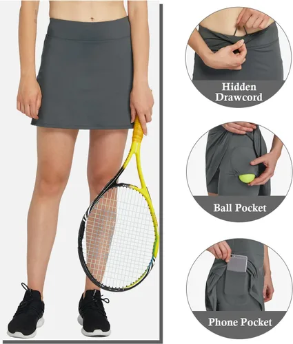 Miniatura 2 de HonourSex Faldas de golf para mujer con bolsillos, faldas de tenis con pantalones cortos, pantalones cortos, ropa deportiva, senderismo