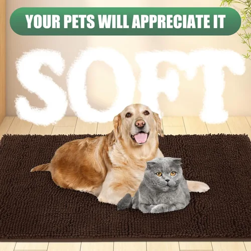 Miniatura 6 de IM HOME Tapete de chenilla absorbente para exterior 36" x 24", tapetes lavables antideslizantes para perros, tapete para puerta interior para Marrón