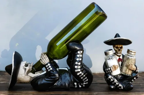 Miniatura 8 de Ebros Gift Juego de 2 figuras tradicionales del Día de los Muertos Esqueleto de Mariachi Folklore Banda Cantante de Vino y Salero Pimentero Salero