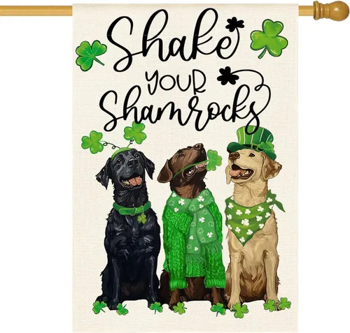 AVOIN colorlife Shake Your Shamrocks - Bandera de casa del día de San Patricio, de 28 x 40 pulgadas, doble cara exterior, diseño de trébol de