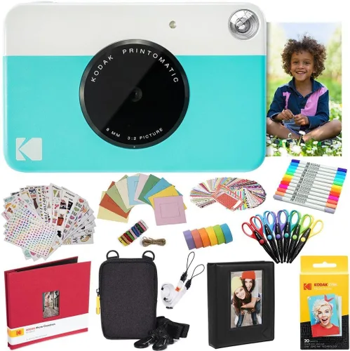 Miniatura 12 de Kodak Printomatic - Cámara instantánea (verde) todo en paquete + papel Zink (20 hojas) + funda de lujo + álbum de fotos + 7 juegos de calcomanías +