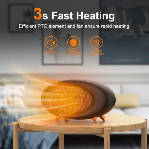 Miniatura 2 de Calentador de escritorio, calentador de escritorio pequeño de 600 W de eficiencia energética para uso en interiores, calentador de espacio de Negro