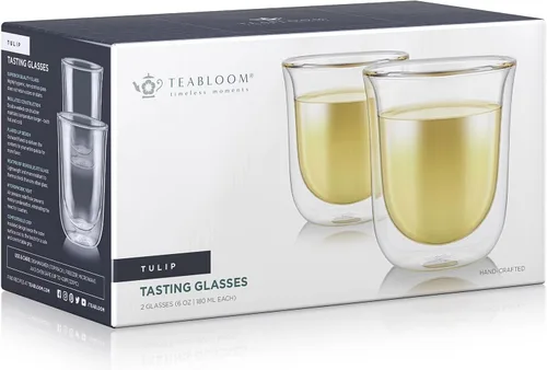 Miniatura 5 de Teabloom Vasos aislados Tulip para té, espresso y otras bebidas, vidrio de doble pared resistente al calor que mantiene las bebidas calientes/frías