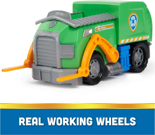 Miniatura 7 de PAW Patrol, Camión de reciclaje de Rocky, camión de juguete con figura de acción coleccionable, juguetes para niños con conciencia sostenible