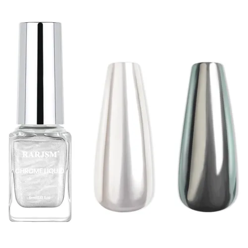 Miniatura 11 de RARJSM Aurora - Esmalte de uñas cromado, polvo de uñas camaleón, líquido metálico, efecto espejo rosa, verde, iridiscente, cromado, para esmalte