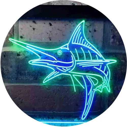 Miniatura 20 de ADVPRO Marlin Fish Room Man Cave Dual Color LED Neon Sign Blue & Red 12 x 8 Inches st6s32-i3723-br