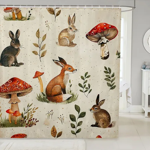Miniatura 33 de Castle Fairy Cortinas de ducha con hojas de ginkgo, cortina de baño botánica de naturaleza verde, tela de plantas de acuarela, juego de decoración
