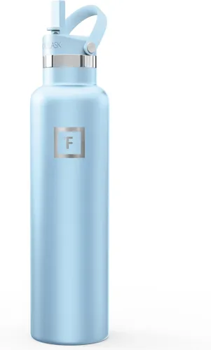 Miniatura 61 de IRON °FLASK Botellas de agua de campamento/senderismo, 3 tapas (estrecha con popote), sin fugas, aisladas al vacío, acero inoxidable de doble pared