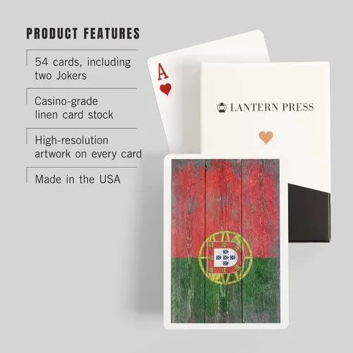 Miniatura 3 de Lantern Press Bandera rústica de Portugal Country (52 cartas de juego, baraja de cartas de tamaño póquer con comodines)