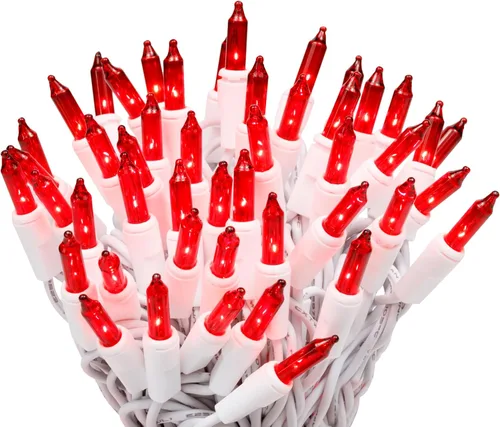 Miniatura 5 de 612 Vermont 100 luces de Navidad rosas en una cuerda de alambre blanco, aprobadas por UL, para uso en interiores y exteriores, 18 pies de longitud