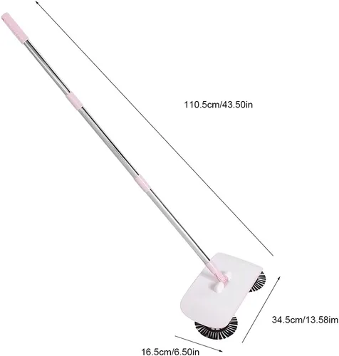 Miniatura 4 de TOPINCN Hogar perezoso automático mano empujar barredora escoba barredora máquina trapeador escoba recogedor herramientas de piso () Rosado